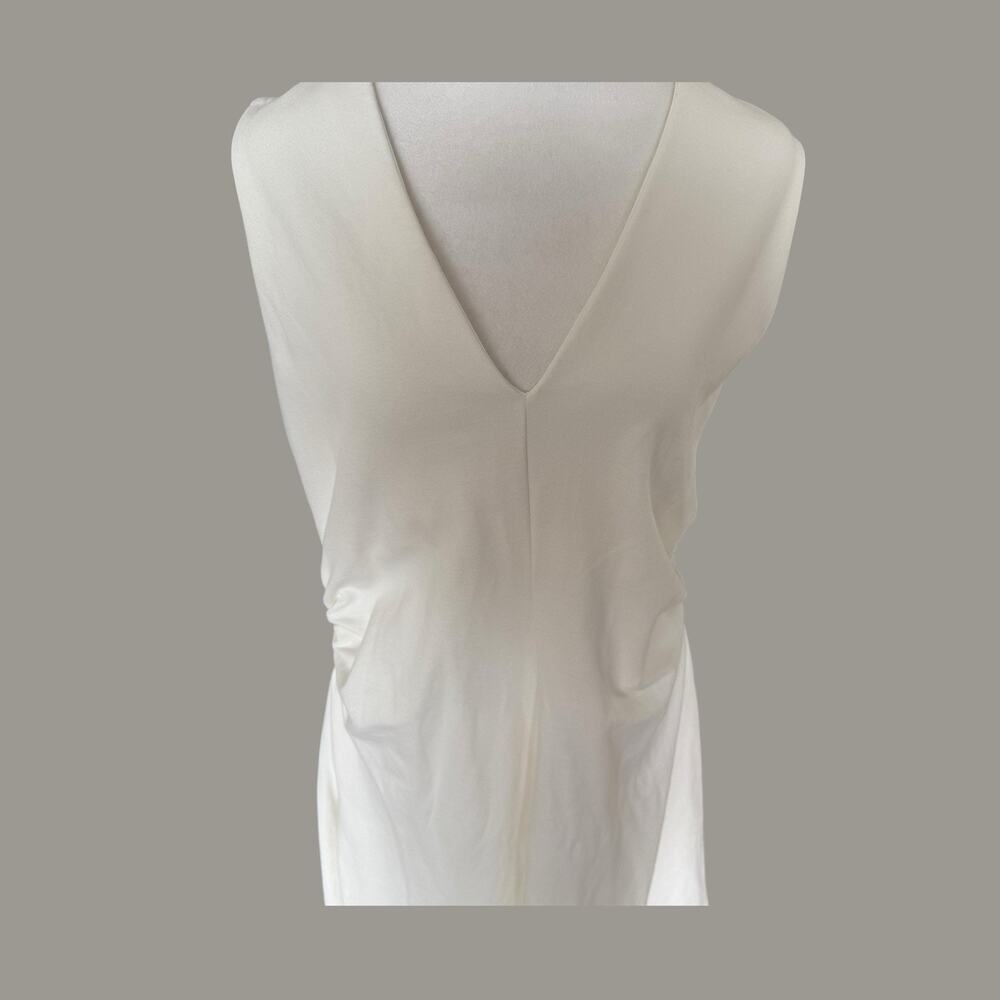 COS Gathered Asymmetric White Midi Dress M - Picture 4 of 13